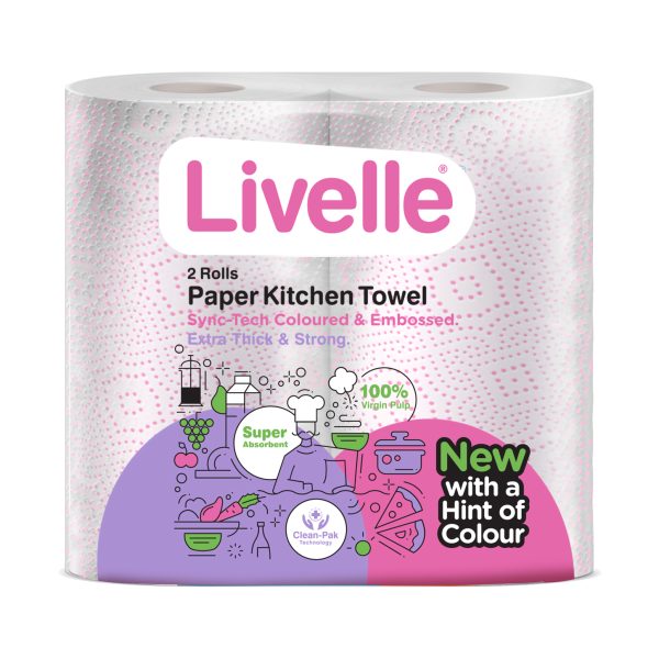 LIVELLE KITCHEN TOWEL 2PLY TWIN PACK PINK