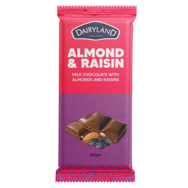 DAIRYLAND ALMOND & RAISIN CHOCOLATE 80GM